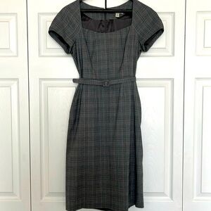 Banana Republic Navy/Grey Plaid Dress
